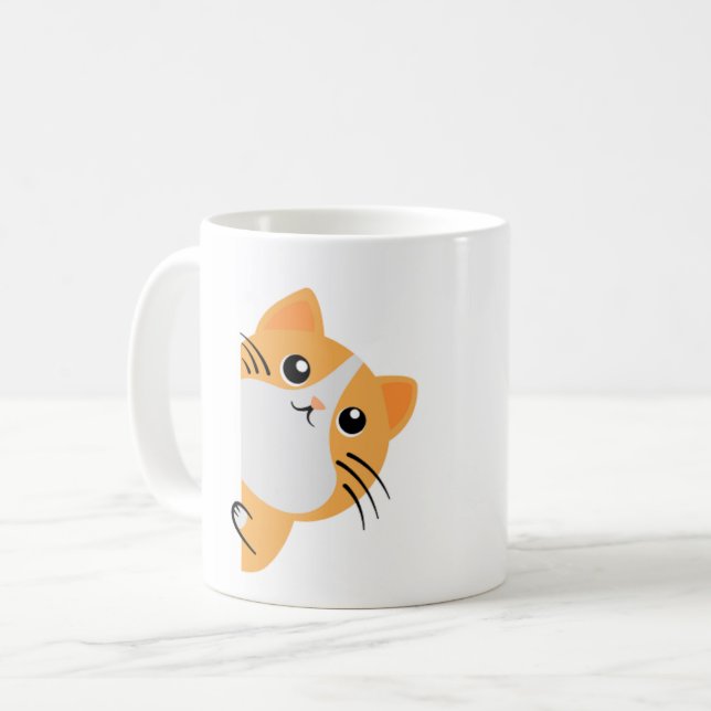 Taza De Café Peek-a-boo - Ginger Cat (Anverso izquierdo)