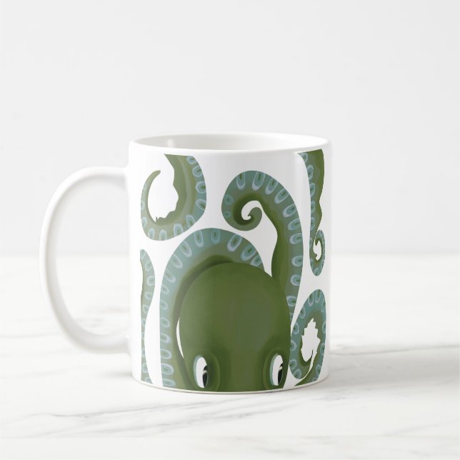 Taza De Café Peek-A-Boo Octopus Verde (Izquierda)