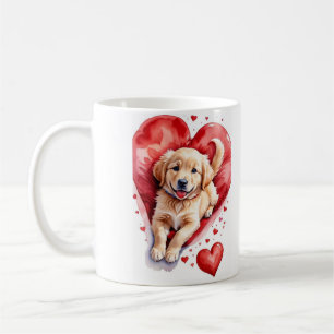 Taza De Café "Peekaboo Beagle Puppy con Flores de Corazón - Dul