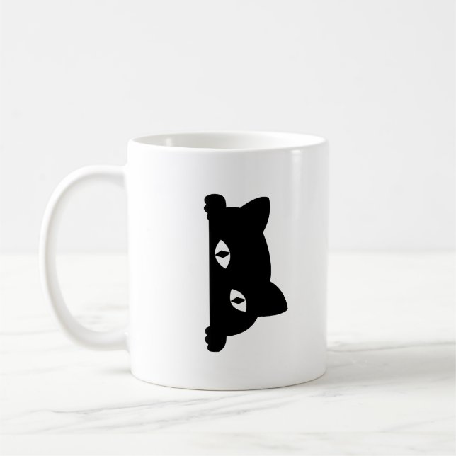 Taza De Café Peeking de gato negro (Izquierda)