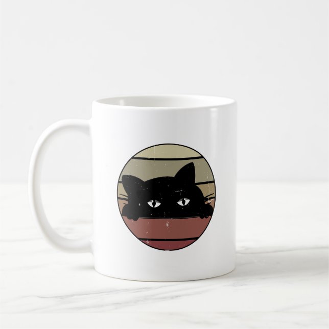 Taza De Café Peeking de gato negro (Izquierda)