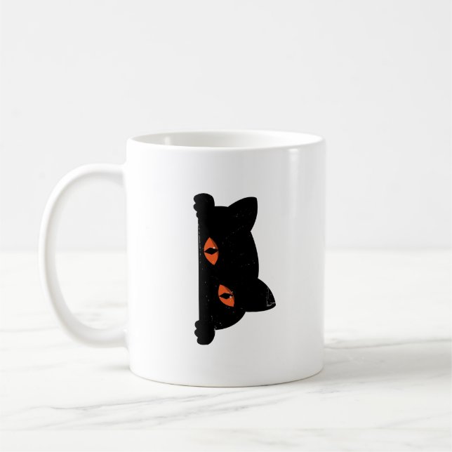 Taza De Café Peeking de gato negro (Izquierda)