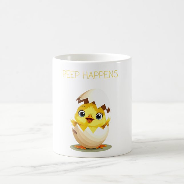 Taza De Café Peep Happens" Cute Chick Baby T-Shirt (Centro)