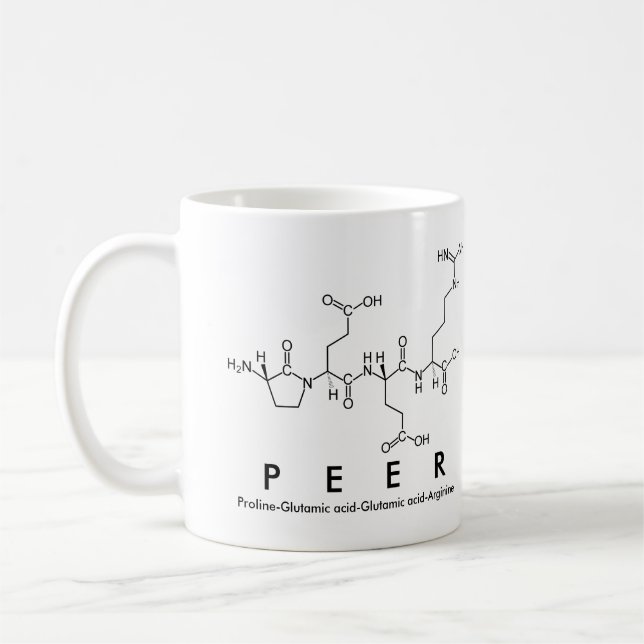 Taza De Café Peer péptido nombre mug (Izquierda)