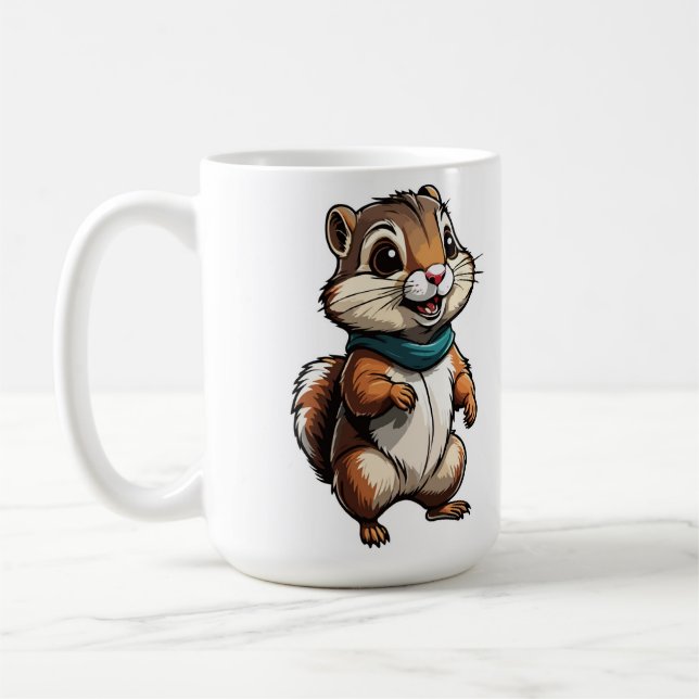 Taza De Café Pegatina adorable de Chipmunk Personalizado con bu (Izquierda)