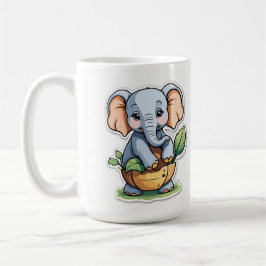 Taza De Café Pegatina Adorable de Elefantes Bebés - Safari Cuad