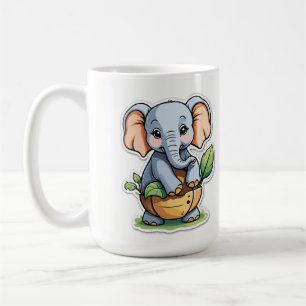 Taza De Café Pegatina Adorable de Elefantes Bebés - Safari Cuad