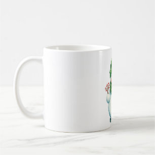 Taza De Café Pegatina con un lindo hombre de nieve