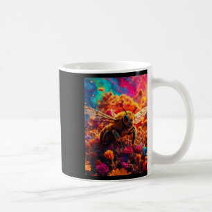 Taza De Café Pegatina De Abejas Y Jardín Surrealista