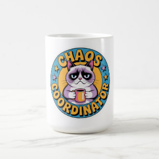 Taza De Café Pegatina de gato coordinador del caos - Café diver