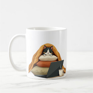 Taza De Café Pegatina de gato en modo supervivencia de introver
