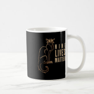 Taza De Café Pegatina de gato negro de nueve vidas