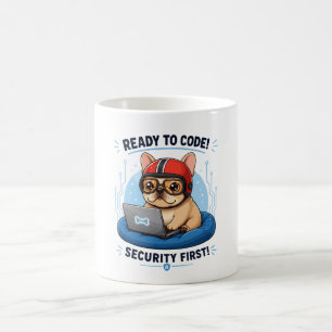 Taza De Café Pegatina de perro divertido de ciberseguridad de p