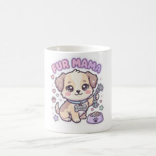 Taza De Café Pegatina de perro pastel Fur Mama cachorro Kawaii
