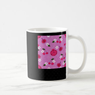 Taza De Café Pegatina Floral de Cereza Fruta Granada Púrpura Da