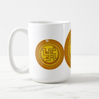 Taza De Café Pegatina hindú dorada Swastik
