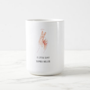 Taza De Café Pegatina Minimalista de Corazón con Dedos para Bab