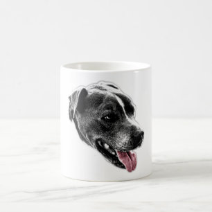 Taza De Café Pegatina Pitbull Mix Red Tongue Retrato Mug