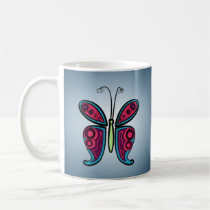 Taza De Café Pegatina redondo clásico de mariposa
