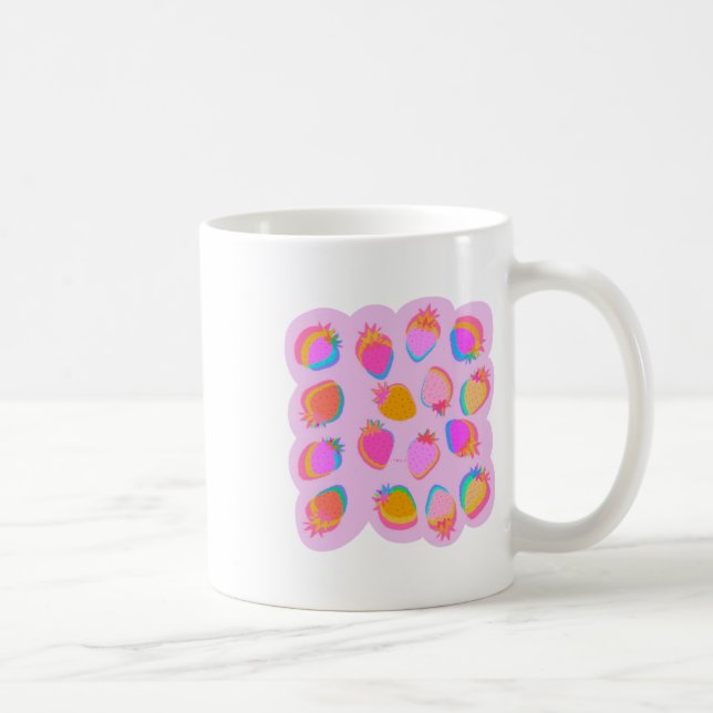 Taza De Café Pegatina rosa de fresas (Derecha)