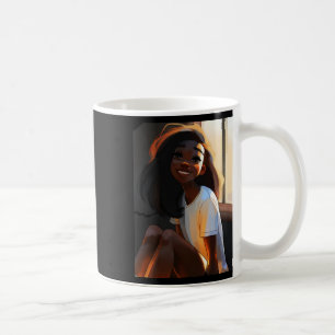 Taza De Café Pegatina sonriente Chica de piel oscura