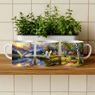 Taza De Café Pekin Ducks Diseño de Mug de Pintura Digital