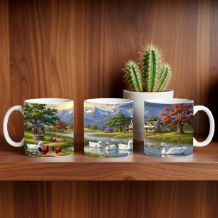 Taza De Café Pekin Ducks Diseño de Mug de Pintura Digital