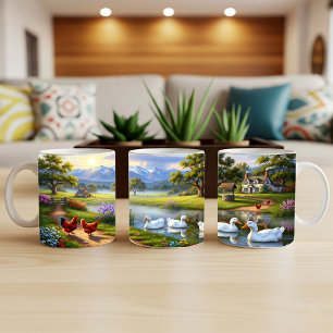 Taza De Café Pekin Ducks Diseño de Mug de Pintura Digital