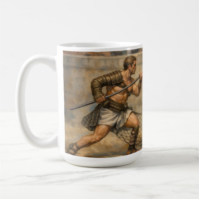 Taza De Café Pelea de gladiadores romanos Arte Clásico (Izquierda)