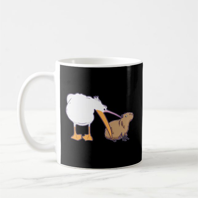 Taza De Café Pelican Trata De Comer El Meme De Capybara Kawaii (Izquierda)