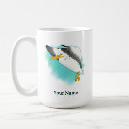 Taza De Café Pelícano Personalizado con Fondo Azul
