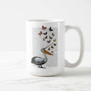 Taza De Café Pelícano y mariposas