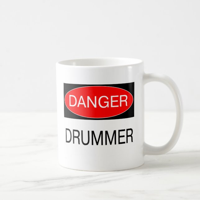 Taza De Café Peligro - Drummer gracioso músico T-Shirt Mug Apro (Derecha)