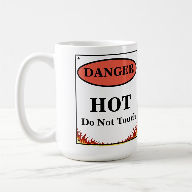 Taza De Café Peligro Rótulo caliente (Izquierda)