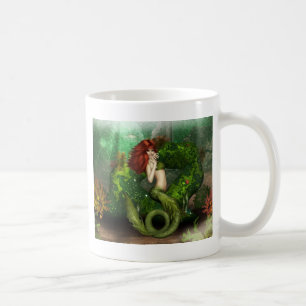 Taza de café pelirroja de la sirena