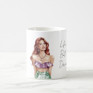 Taza De Café Pelirroja Femenina Púrpura Verde