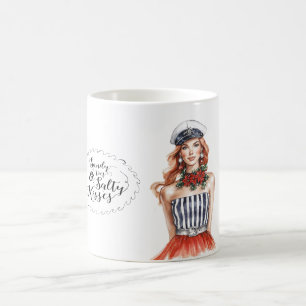 Taza De Café Pelirroja Náutica Vela Besos Salados