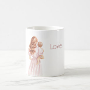 Taza De Café Pelirroja vestido rosa amor bebé