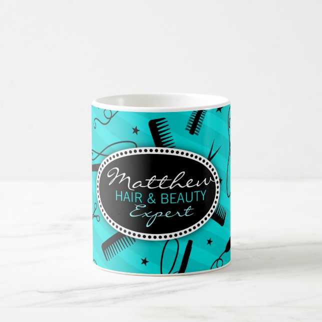 Taza De Café Pelo azul verde azulado y belleza (Centro)