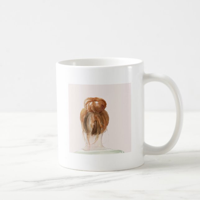 Taza De Café Pelo Rojo Top Knot Bun (Derecha)