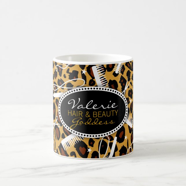 Taza De Café Pelo y belleza del estampado leopardo (Centro)
