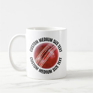 Taza De Café Pelota de Cricket de Texto Personalizado Medium 11