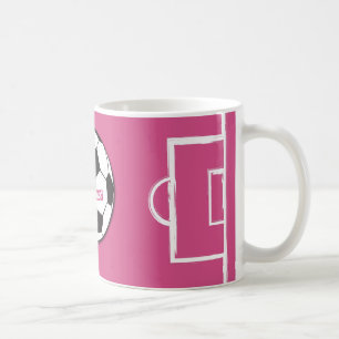 Taza De Café Pelota de fútbol personalizada y rosa de campo