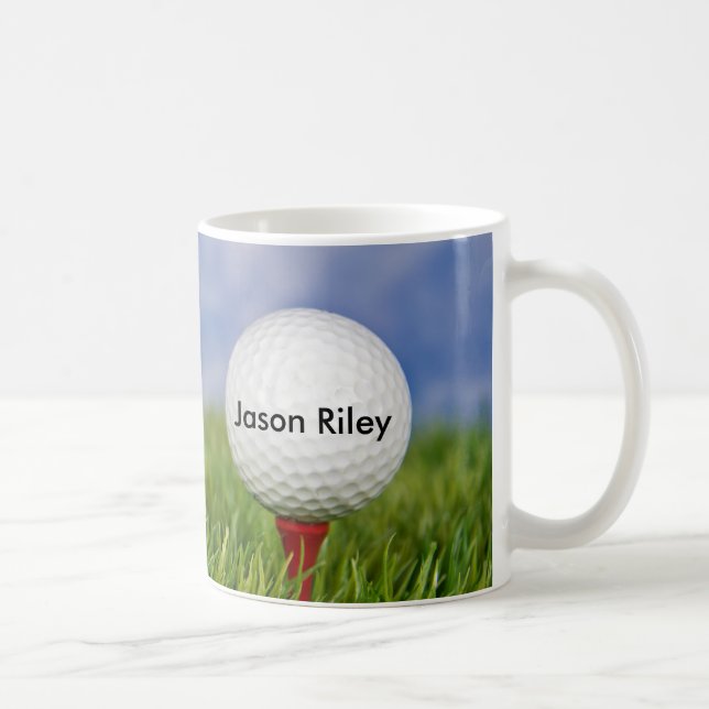 Taza De Café Pelota de golf en tee rojo (Derecha)