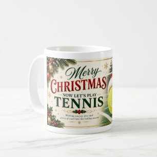 Taza De Café Pelota de tenis con tema de Navidad con sombrero d