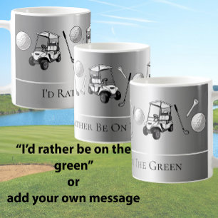 Taza De Café Pelotas de Golf Plateadas Divertidas y Carrito con