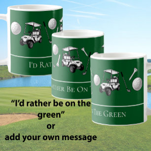 Taza De Café Pelotas de Golf y Carrito Divertido Verde con Mens