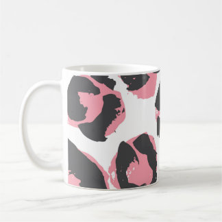Taza De Café Pelt de leopardo: Textura rosa negra