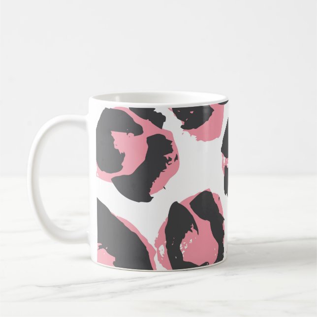 Taza De Café Pelt de leopardo: Textura rosa negra (Izquierda)