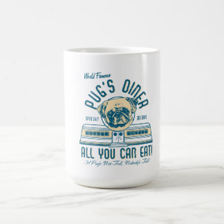 Taza De Café Pelucas retro vintage de Pug's Diner 50s (flauta)